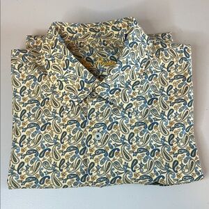 Alan Flusser Yellow/Blue Paisley Button Down Shirt Size Large